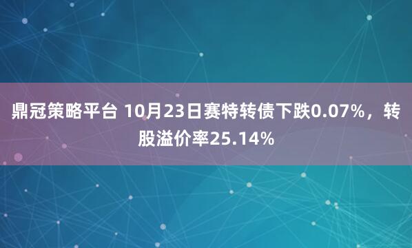 鼎冠策略平台 10月23日赛特转债下跌0.07%,转股溢价率25.14%